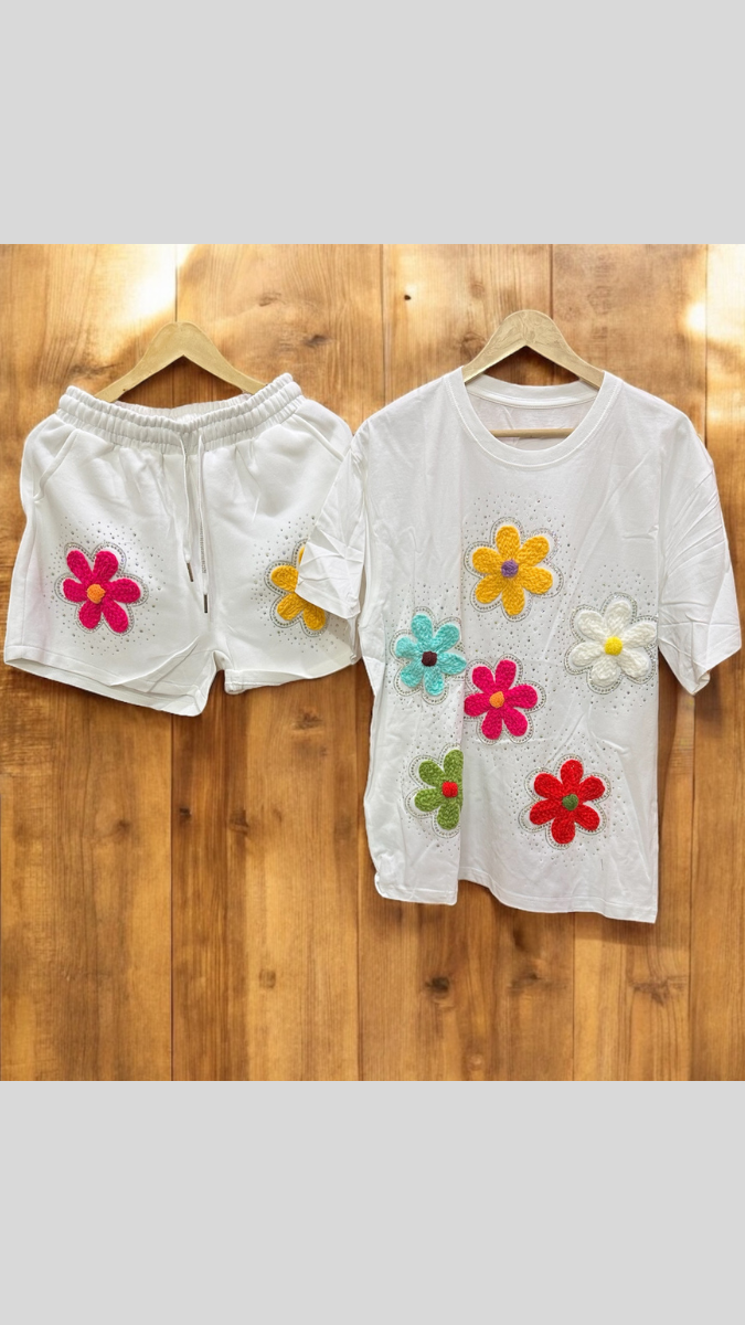 Flower Embedded Short Coord Set FC1954