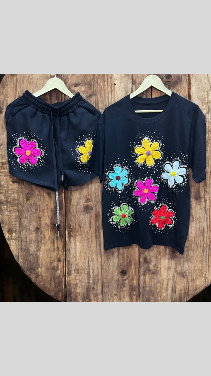 Flower Embedded Short Coord Set FC1954