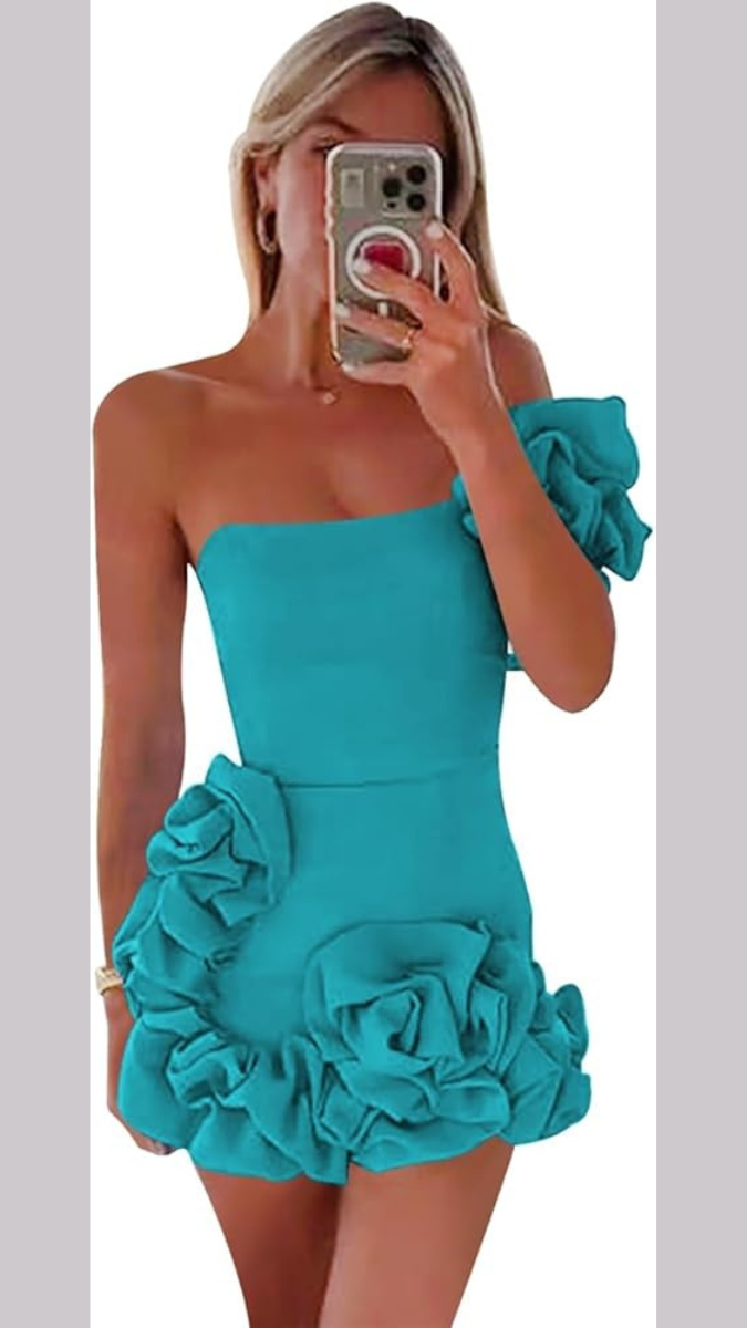 Flower Pleated Edge Mini Dress FC1887