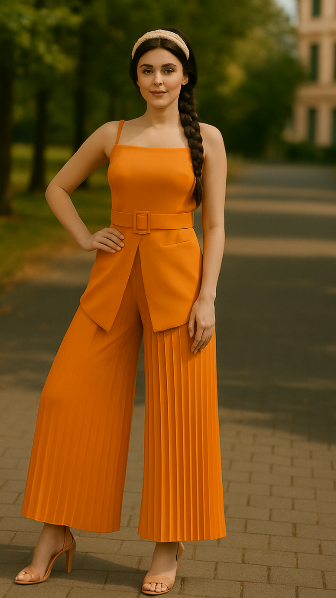 Front Slit Top With Ruffle Pant Coord Set FC1805