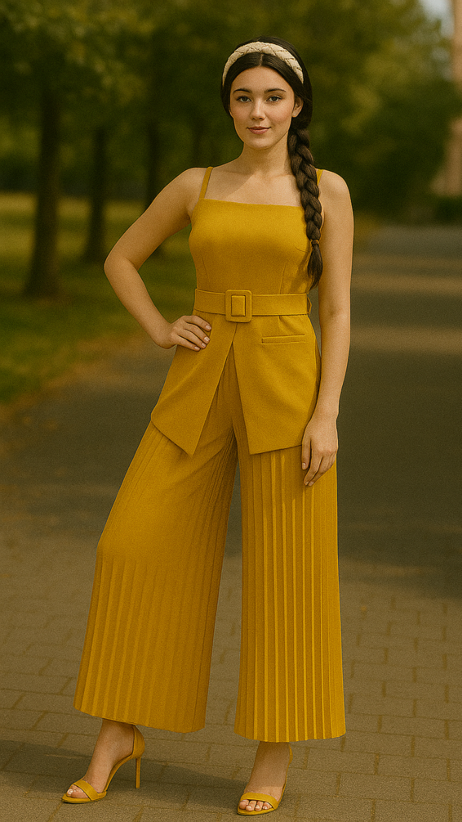 Front Slit Top With Ruffle Pant Coord Set FC1805