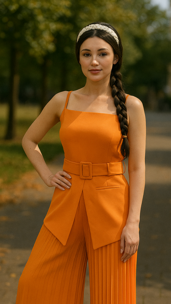 Front Slit Top With Ruffle Pant Coord Set FC1805