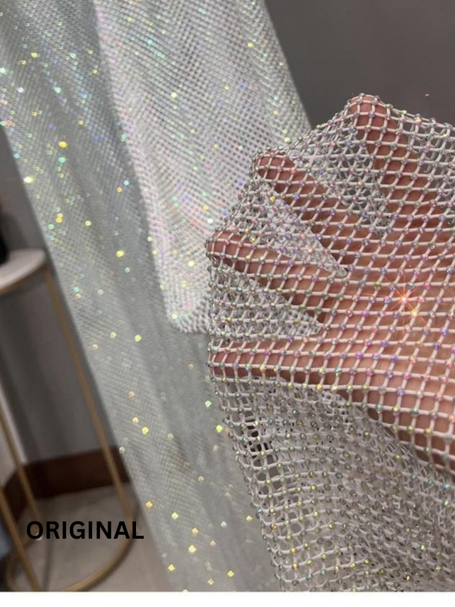Fstrend Sparkly Crystal Fishnet Bottom