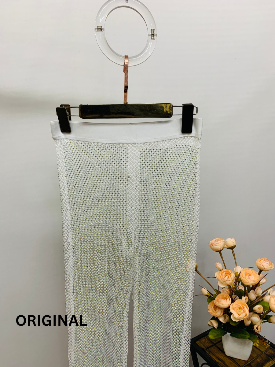 Fstrend Sparkly Crystal Fishnet Bottom