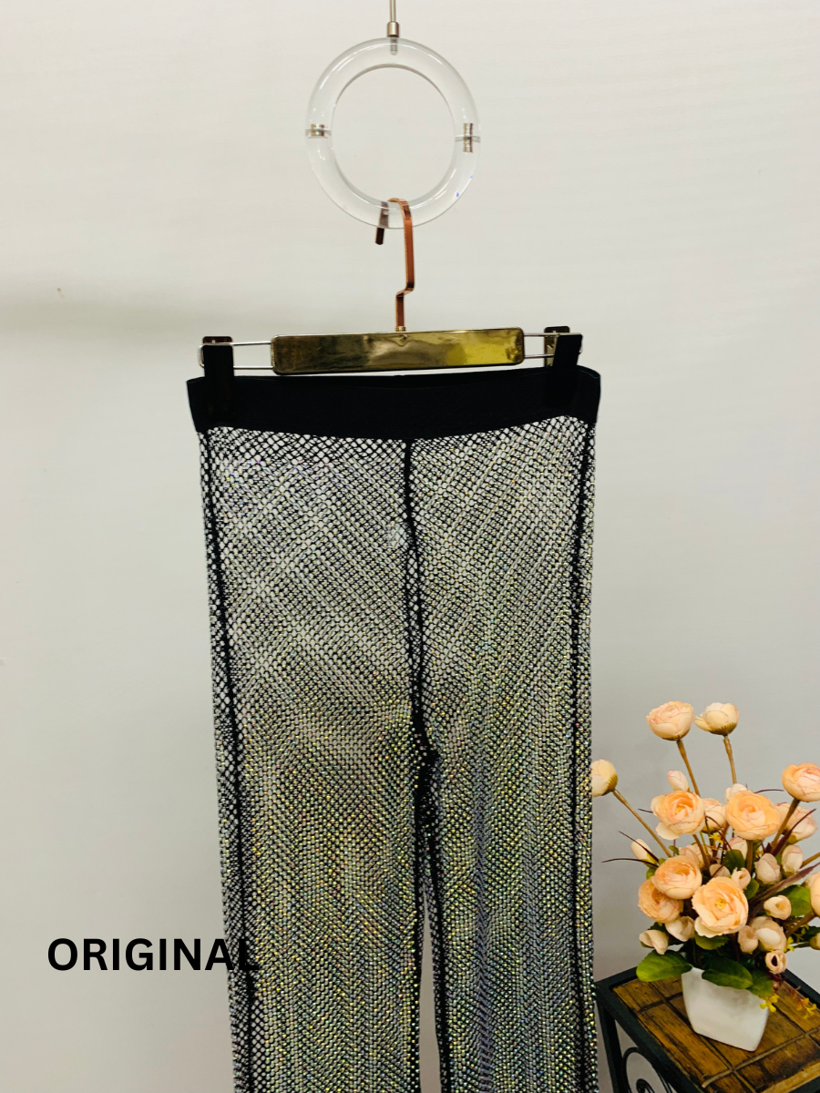Fstrend Sparkly Crystal Fishnet Bottom