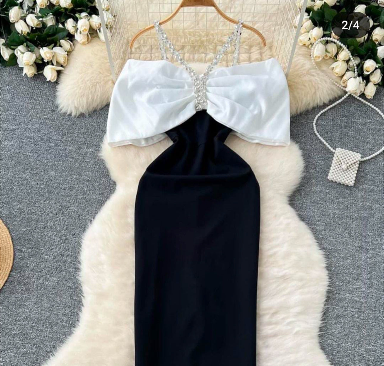 Off Shoulder With Stone Neckline Dress FC1580