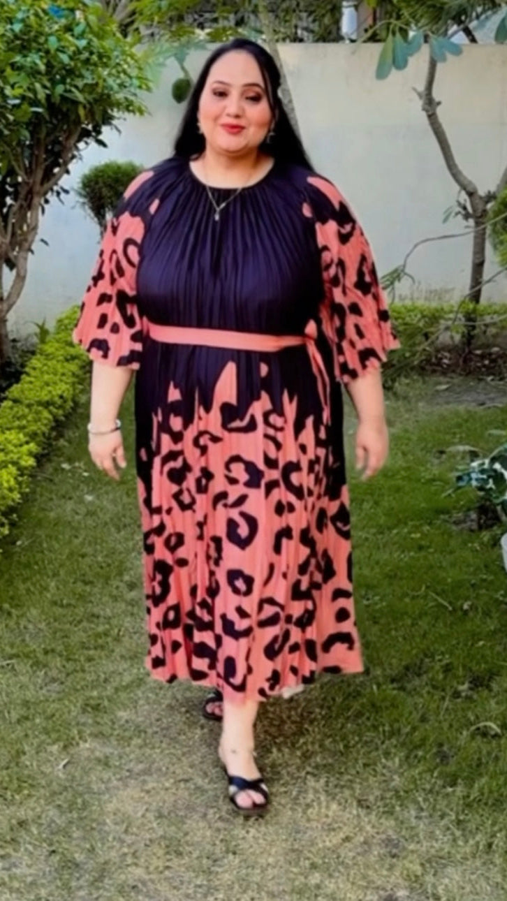 Fc Pleated Long Sleeve Elegant Dress