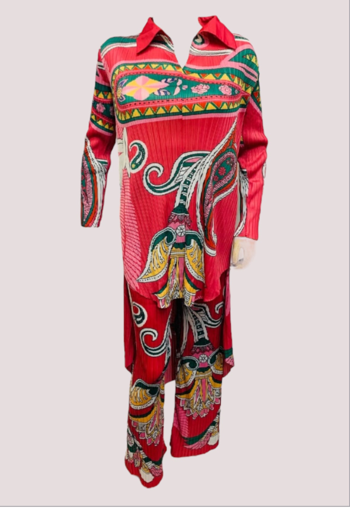 Fc Pleated Fashion Casual Print Loose Two-Piece Set