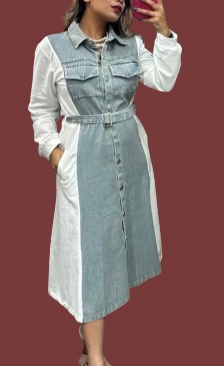 Belt Denim Dress For Women FC1472 Belt Denim Dress For Women FC1472