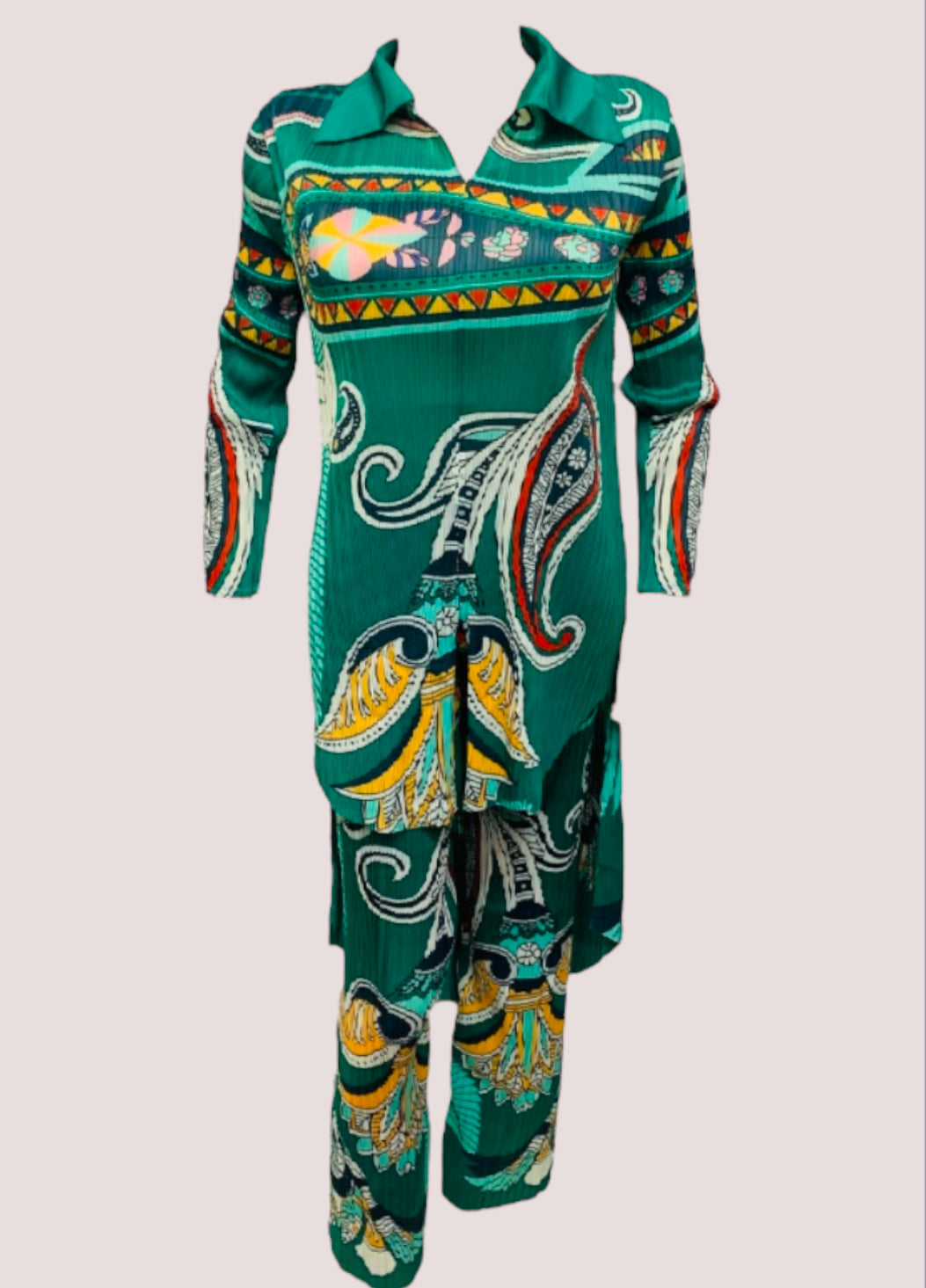 Fc Pleated Fashion Casual Print Loose Two-Piece Set