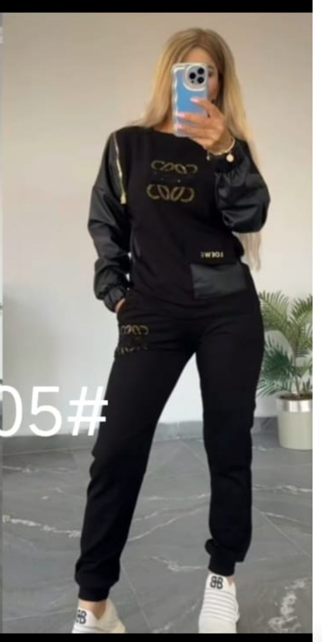 Rhinestone Design Jogger Set FC1584