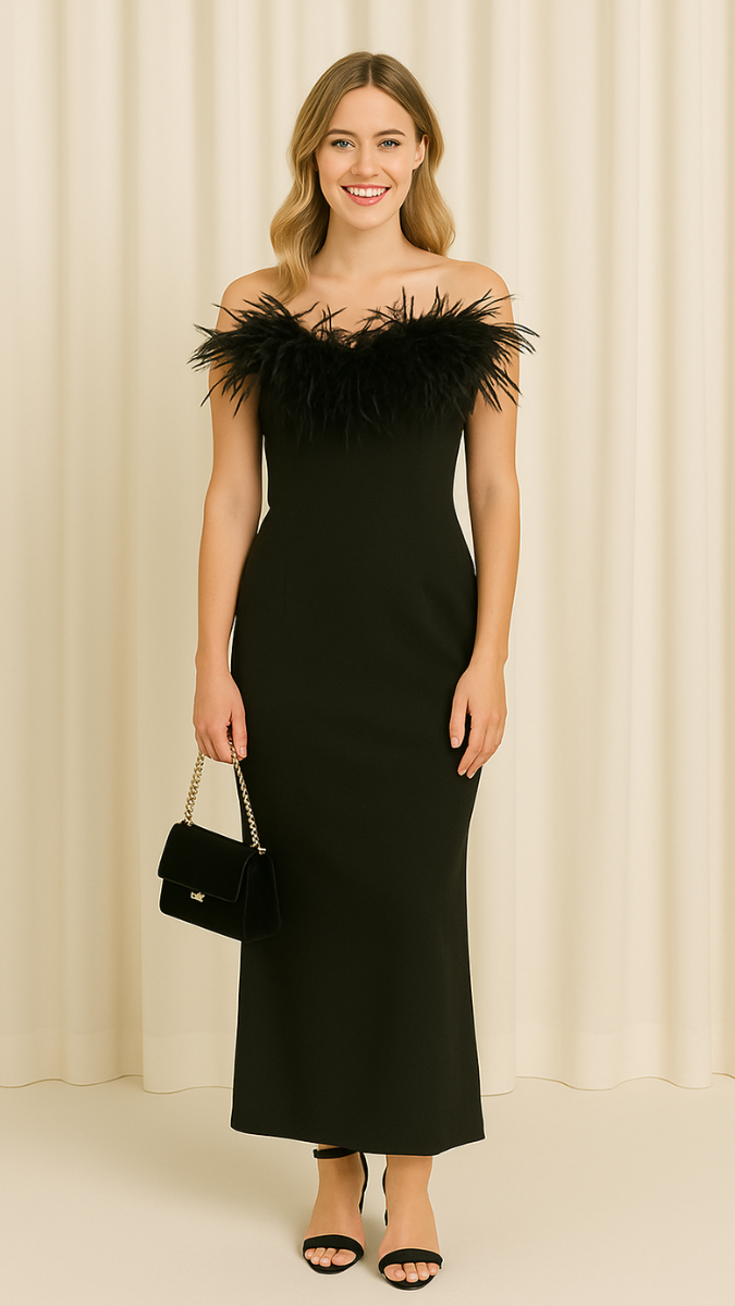 Fur Neckline Sleeveless Bodycon Dress FC1772