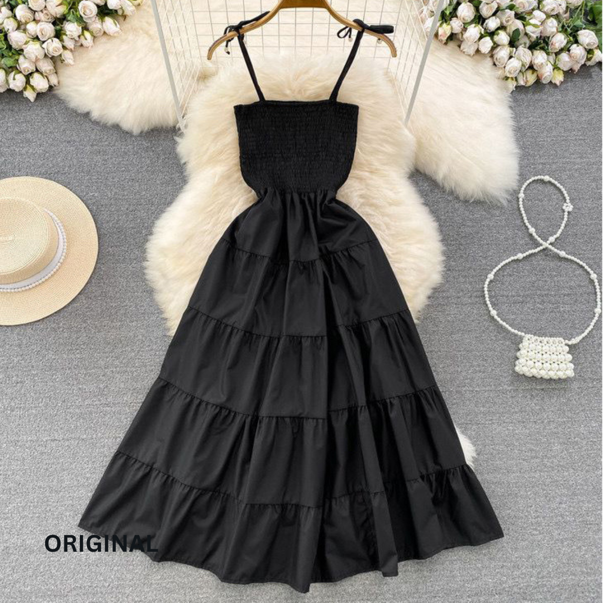 Fc Gentle Wind Retro Temperament Suspender Skirt