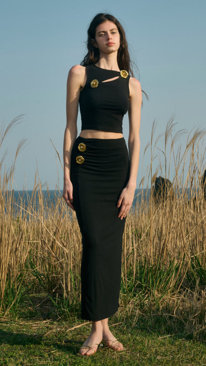 Golden Rose Embedded A-Line Skirt Set FC1883