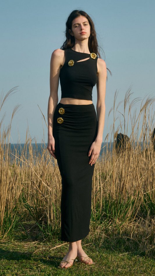 Golden Rose Embedded A-Line Skirt Set FC1883