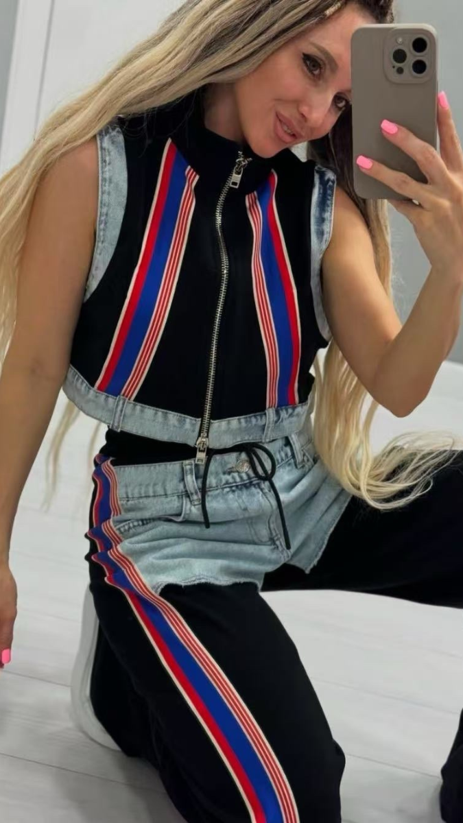 High Collar Sleeveless Crop Top Coord Set FC1939
