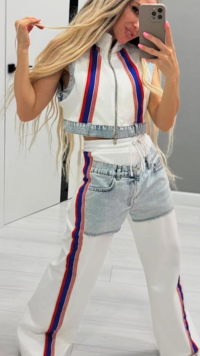 High Collar Sleeveless Crop Top Coord Set FC1939