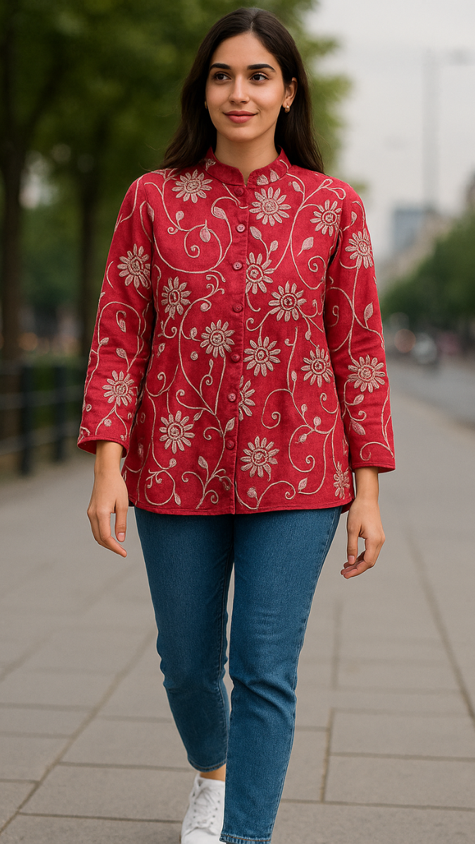 High neck Embroidery Shirt FC1813