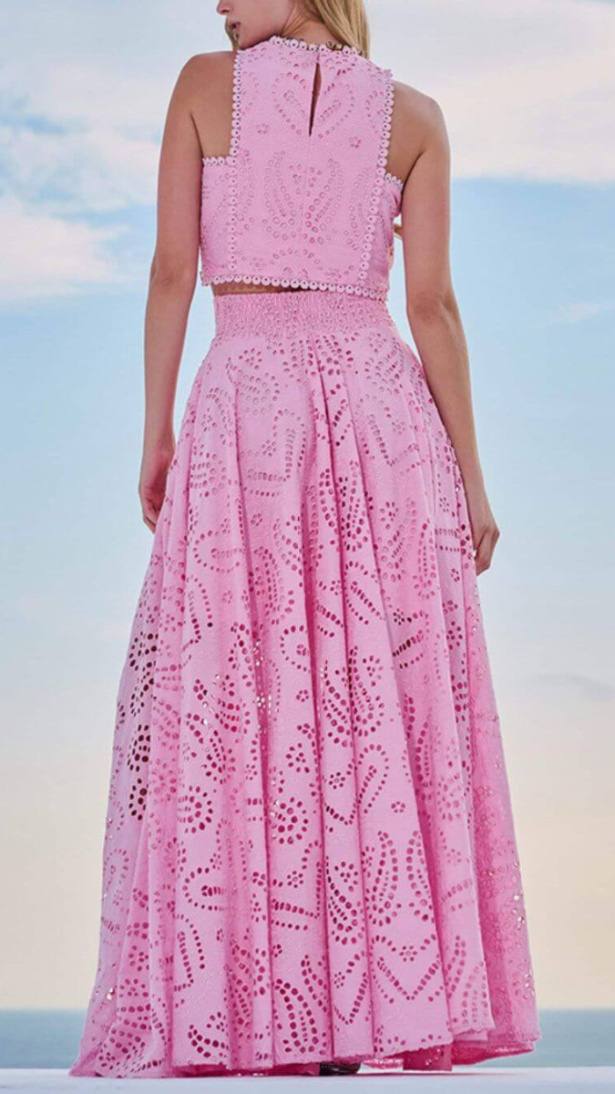 Hollow Lace Embroidered Long Skirt Set FC1877