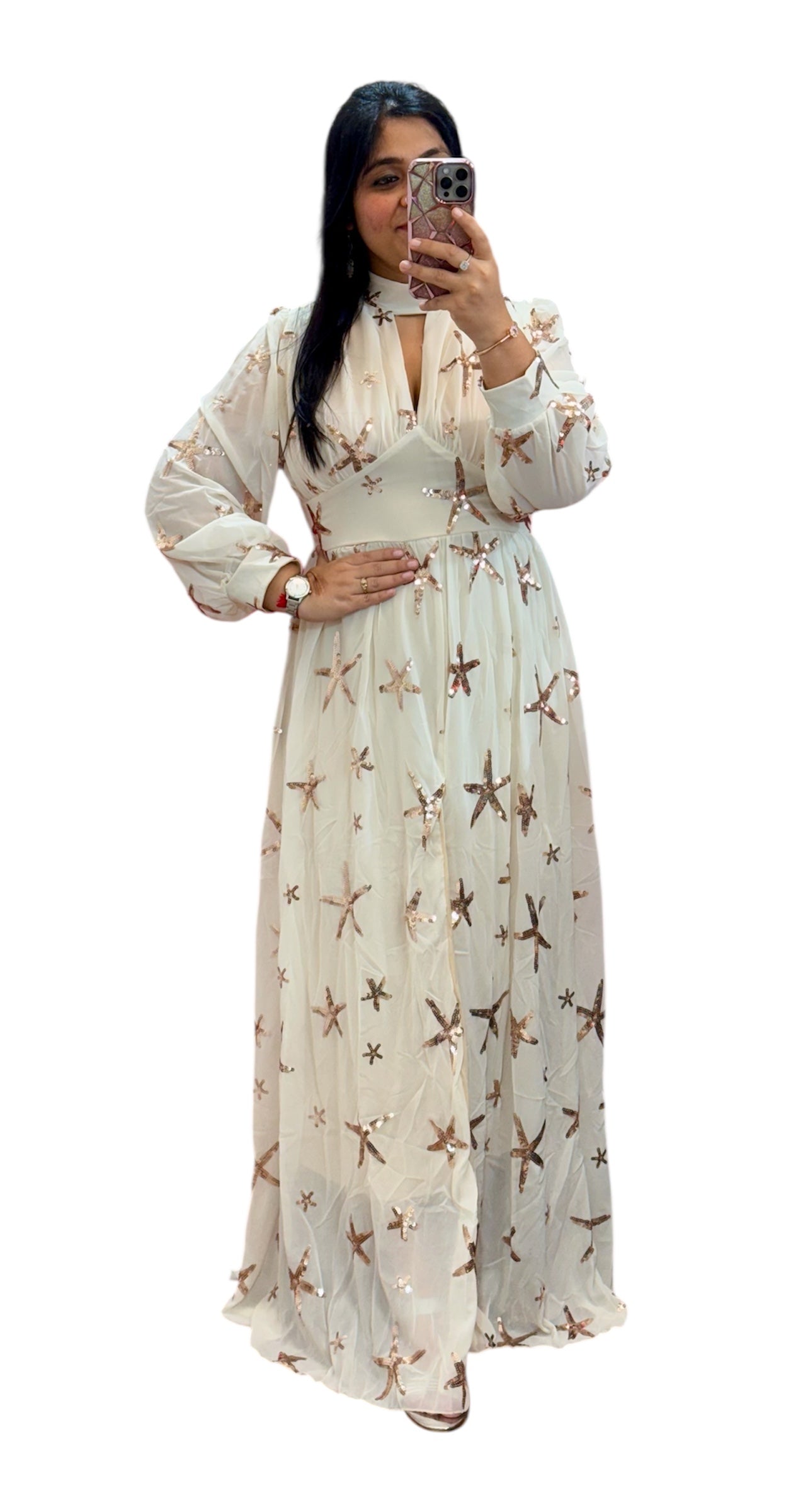 Premium Sparkle Star Sequin Chiffon Dress FC