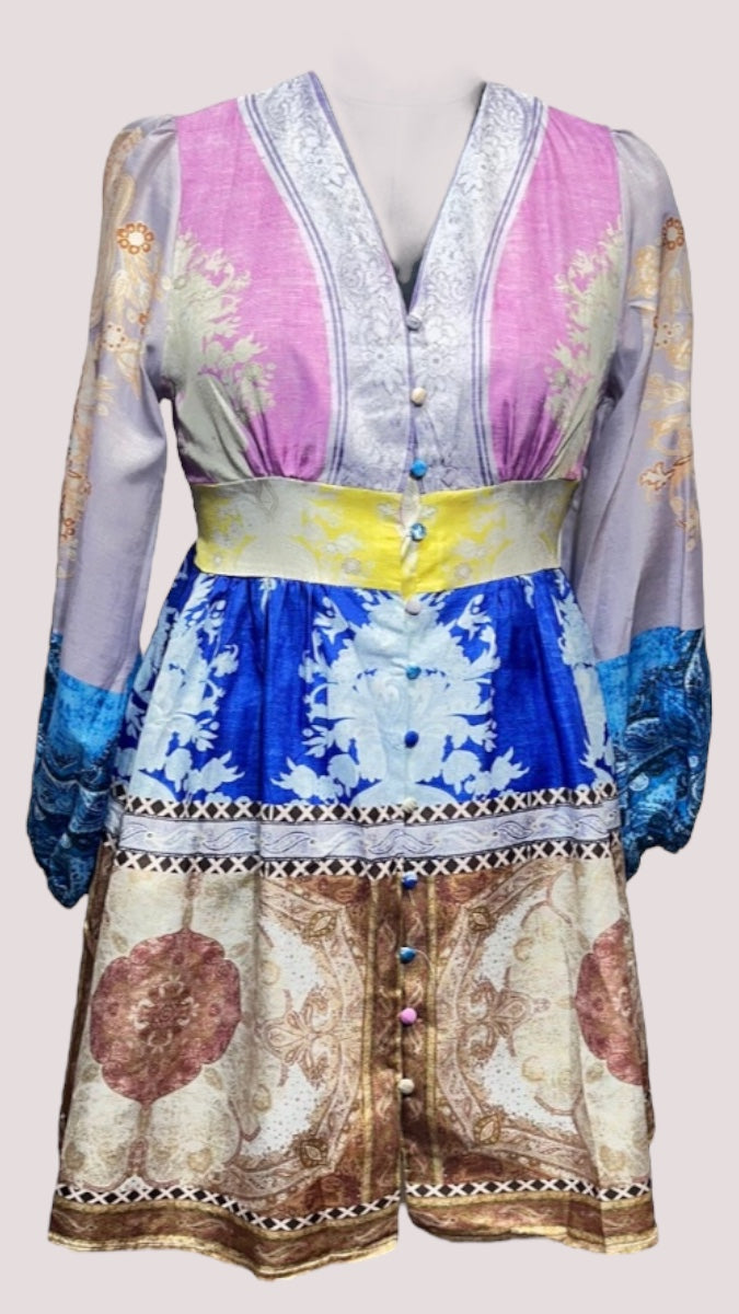 Printed Button Front Flippy Dress. FC1000