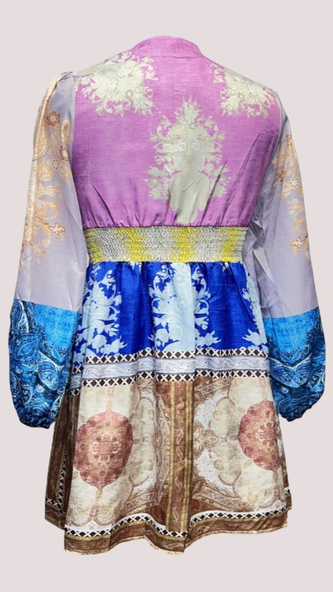 Printed Button Front Flippy Dress. FC1000