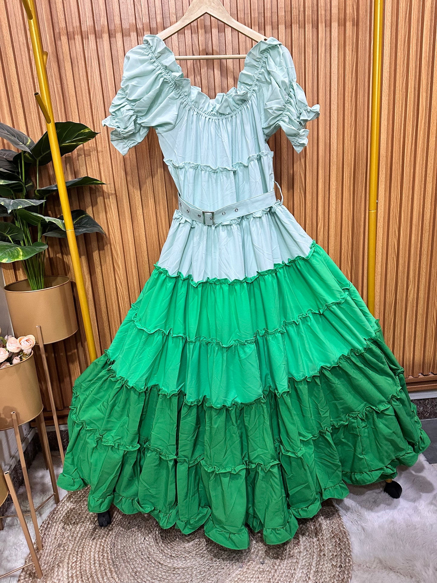 Dual Color Off Shoulder Ruffle Dress FC1868