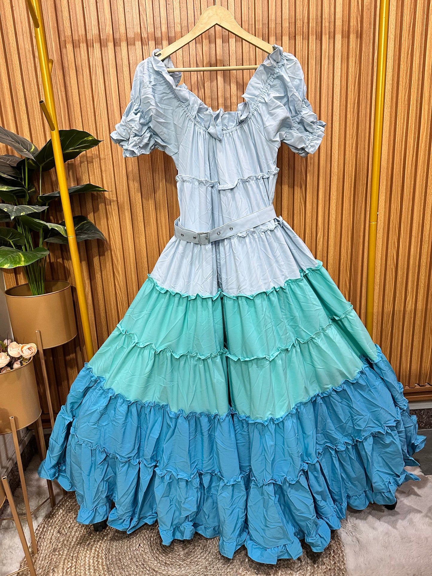 Dual Color Off Shoulder Ruffle Dress FC1868