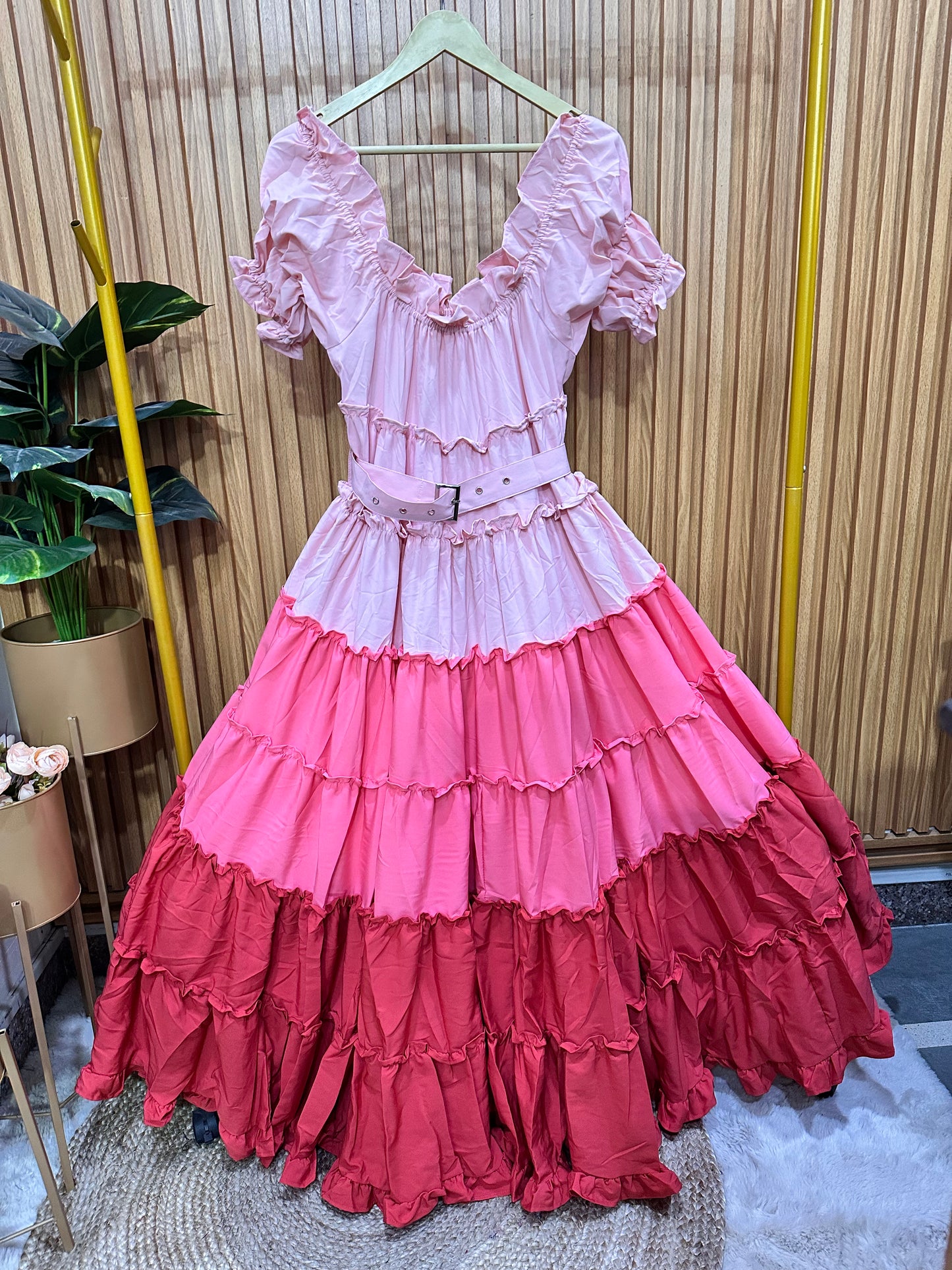 Dual Color Off Shoulder Ruffle Dress FC1868