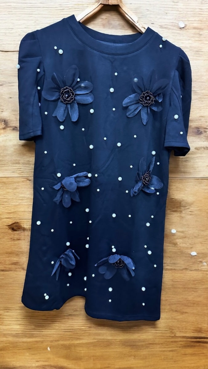 Pearl With Flower On Front Mini Dress FC1932