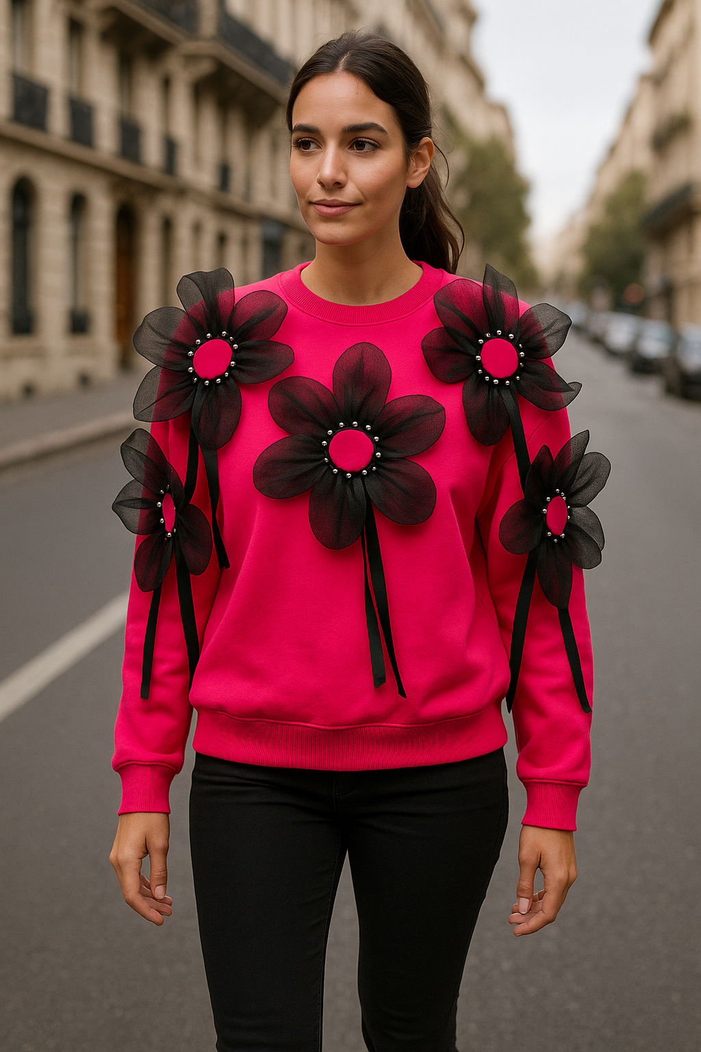Beautiful Flower Embedded Winter Top FC1585