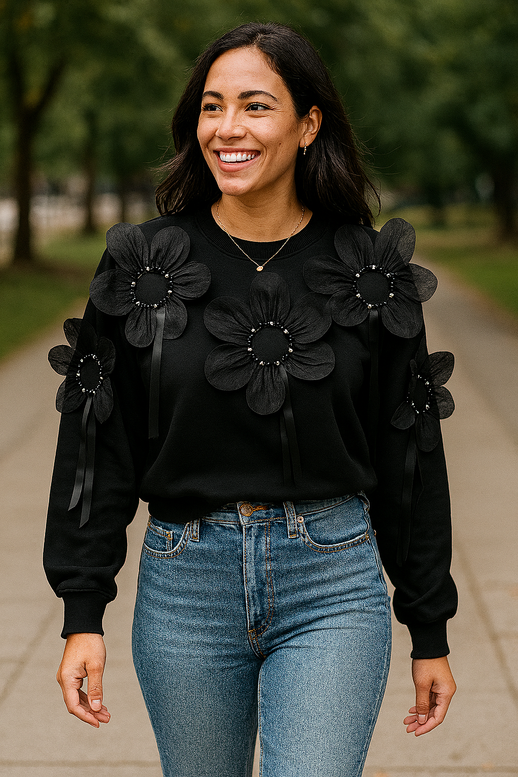 Beautiful Flower Embedded Winter Top FC1585