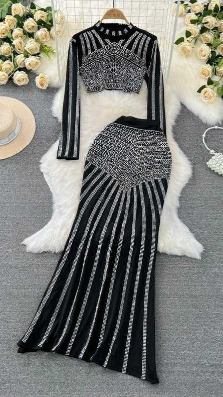 Rhinestone Bodycon Two Piece Set FC1204