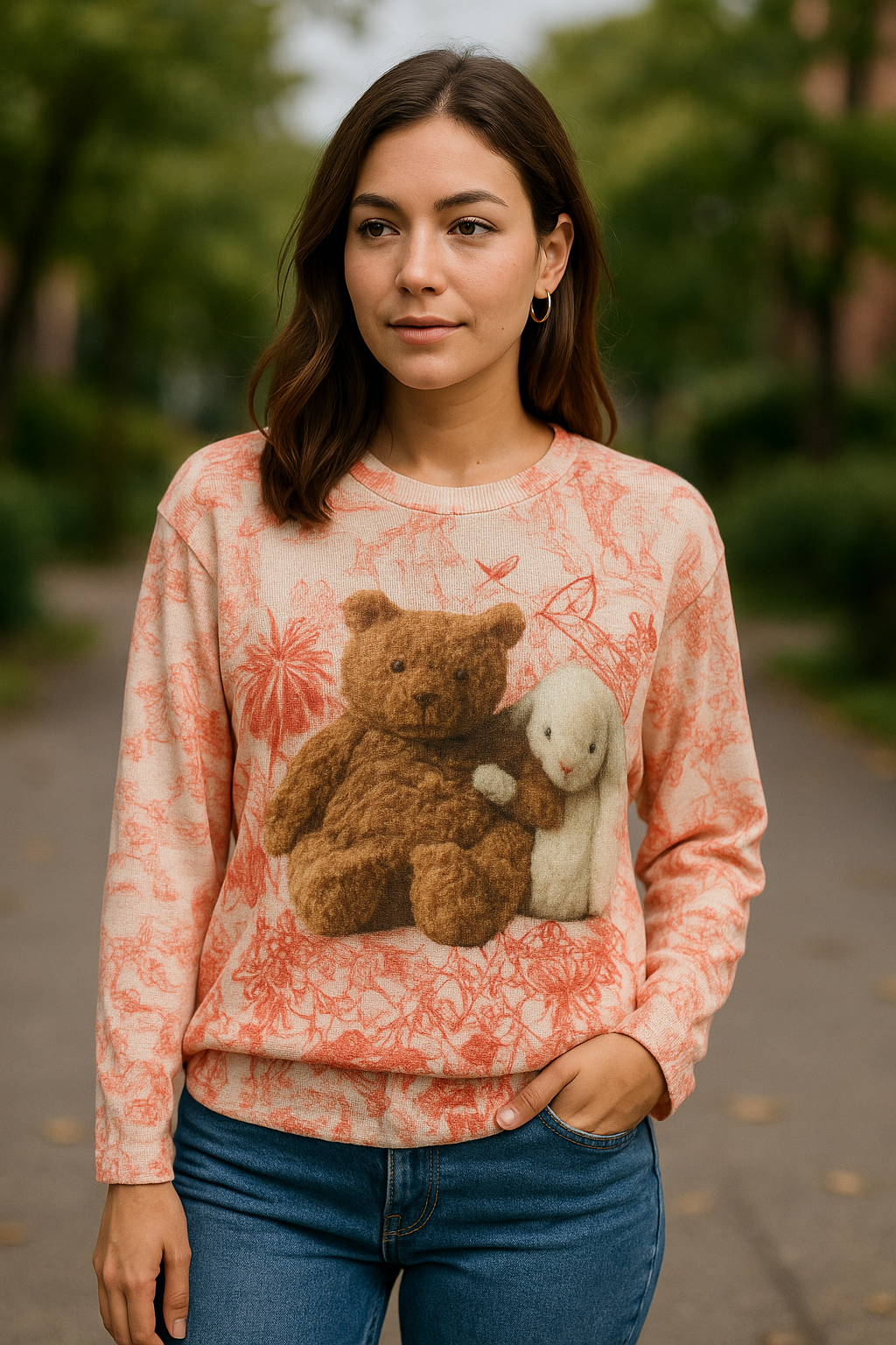 Teddy With Rabbit Printed Top FC1211