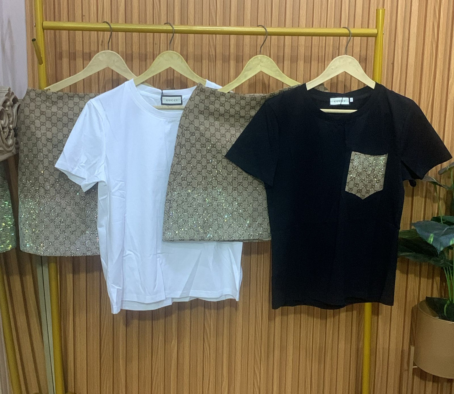 Checked Skirt And T-Shirt Mini Skirt Set FC1919