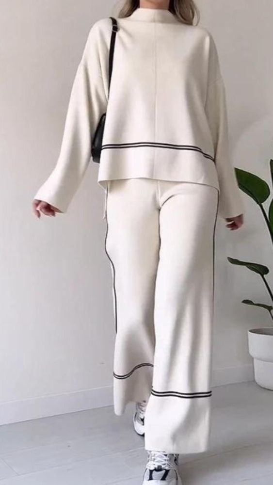 White Line Knitted Winter Coord Set FC1572