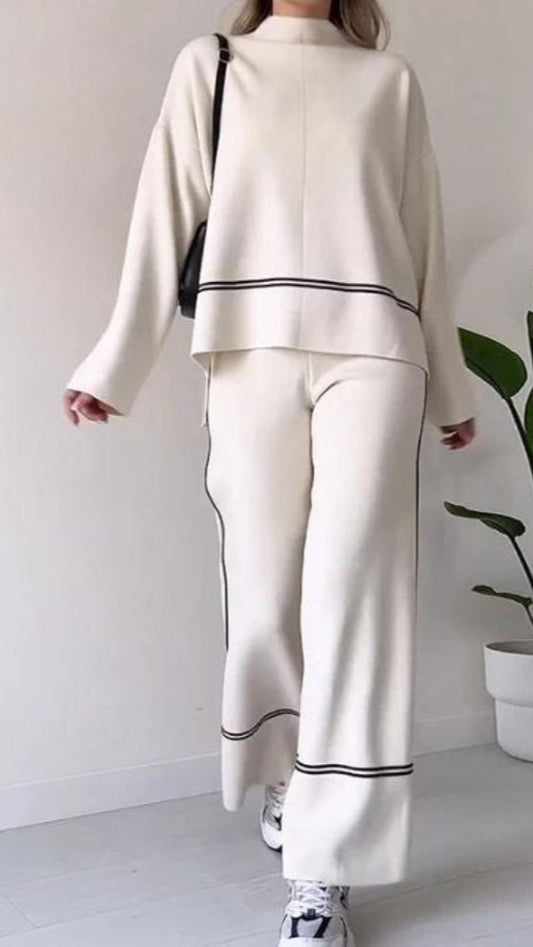 White Line Knitted Winter Coord Set FC1572