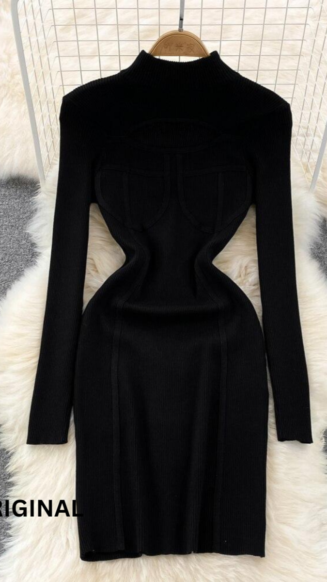 Knitted High Neck Winter Bodycorn Dress FC1502