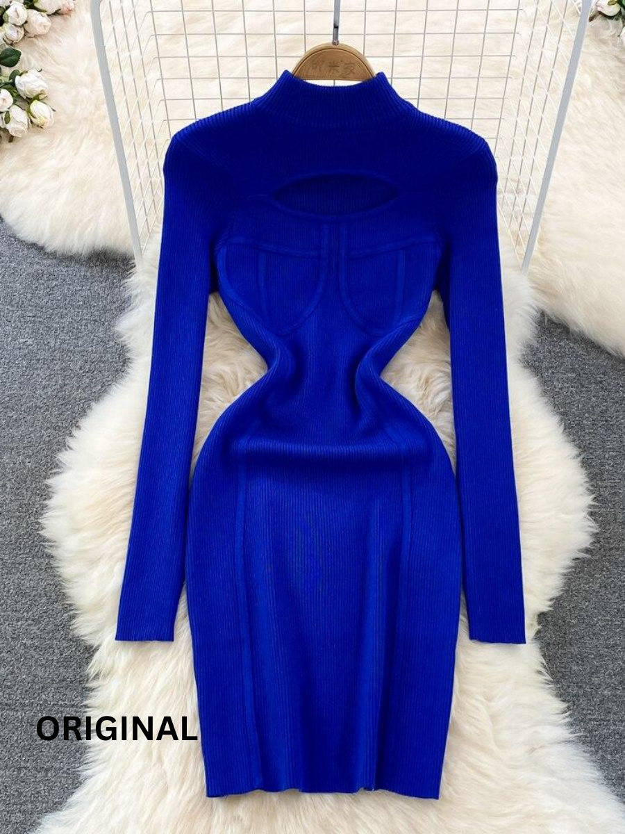 Knitted High Neck Winter Bodycorn Dress FC1502