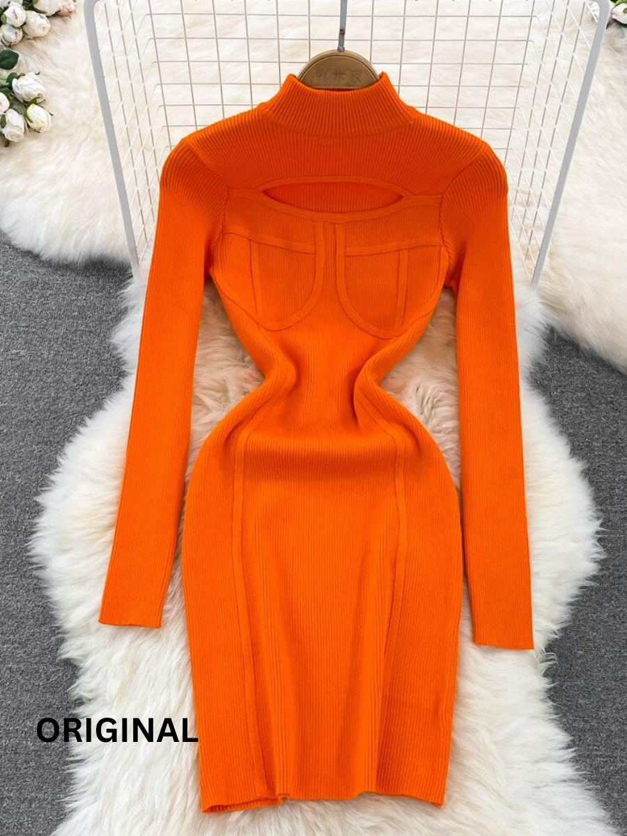 Knitted High Neck Winter Bodycorn Dress FC1502