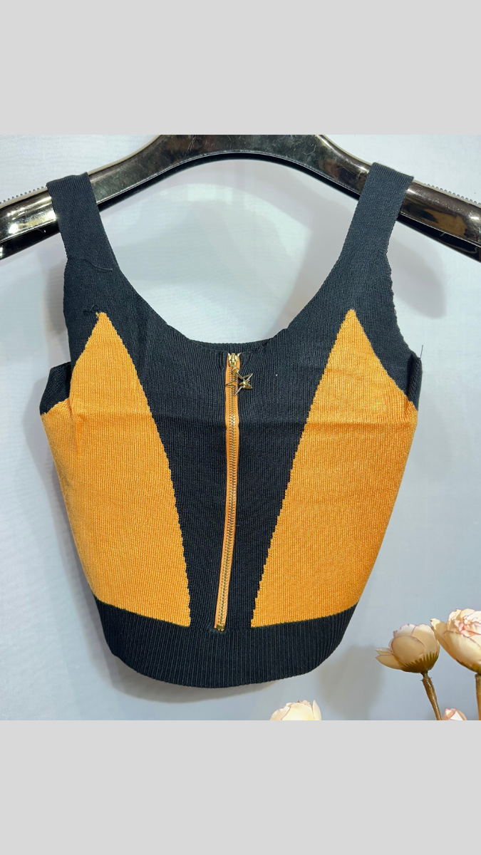 FC Knitted Crop Top with Front Zip