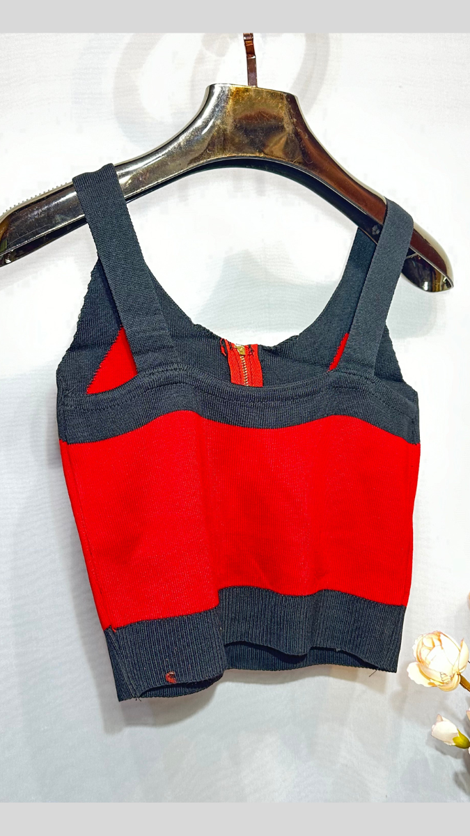 FC Knitted Crop Top with Front Zip