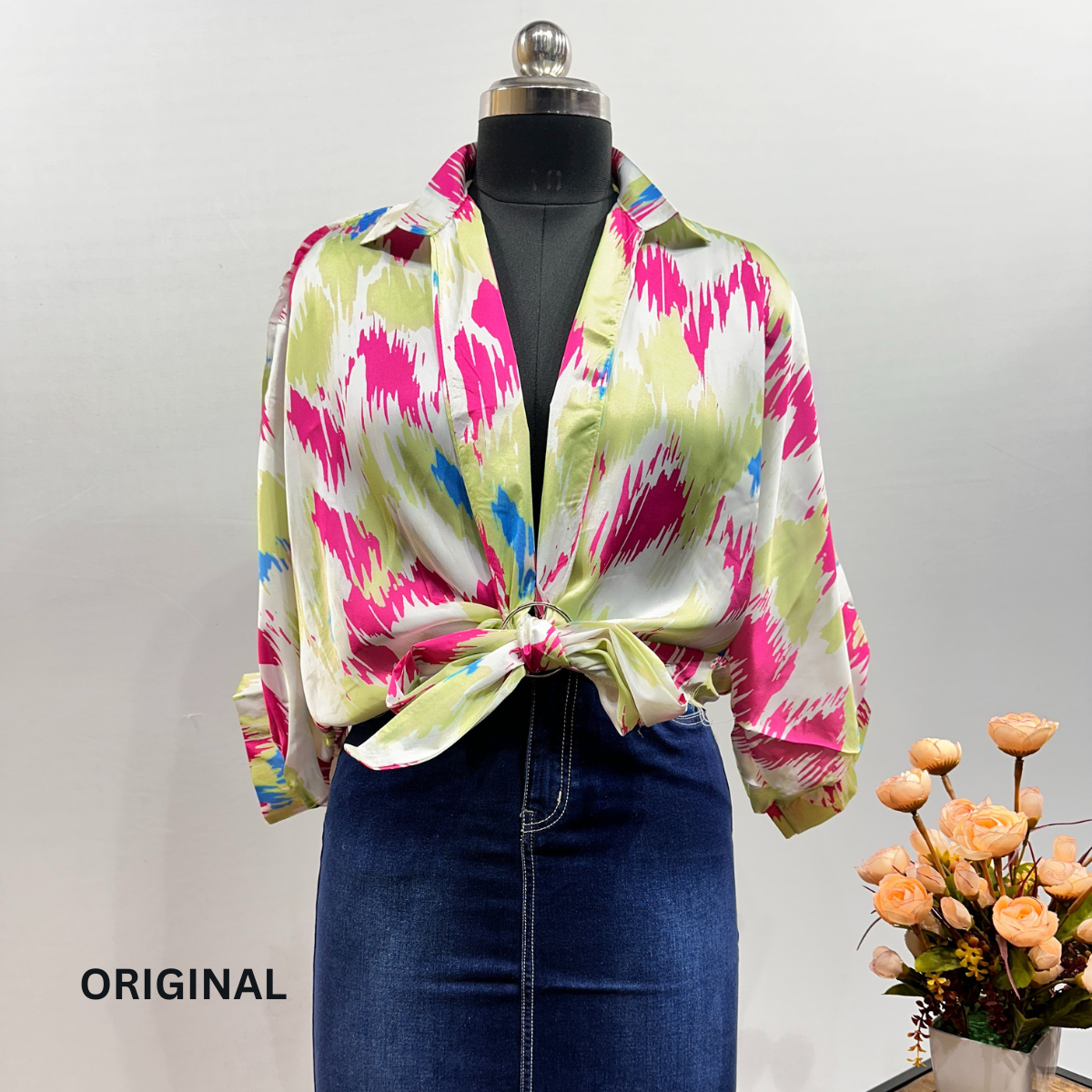 Knotted Satin Shirt