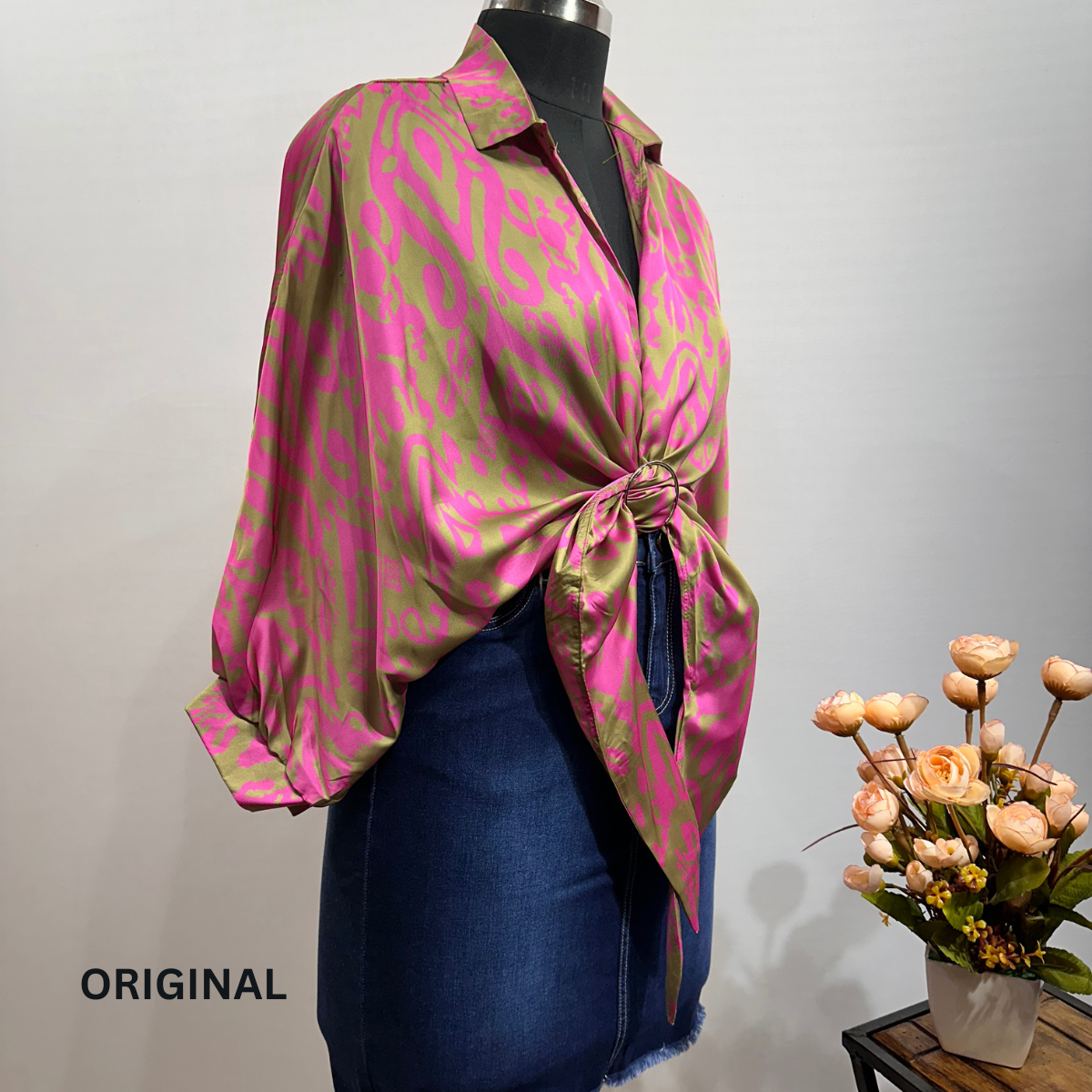 Knotted Satin Shirt