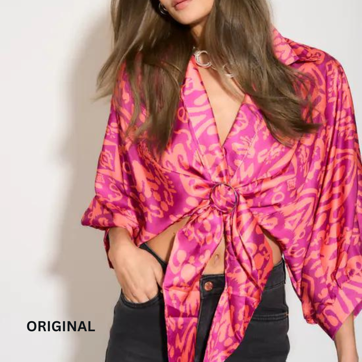Knotted Satin Shirt