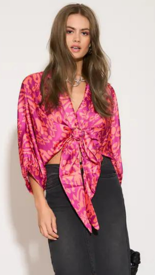 Knotted Satin Shirt