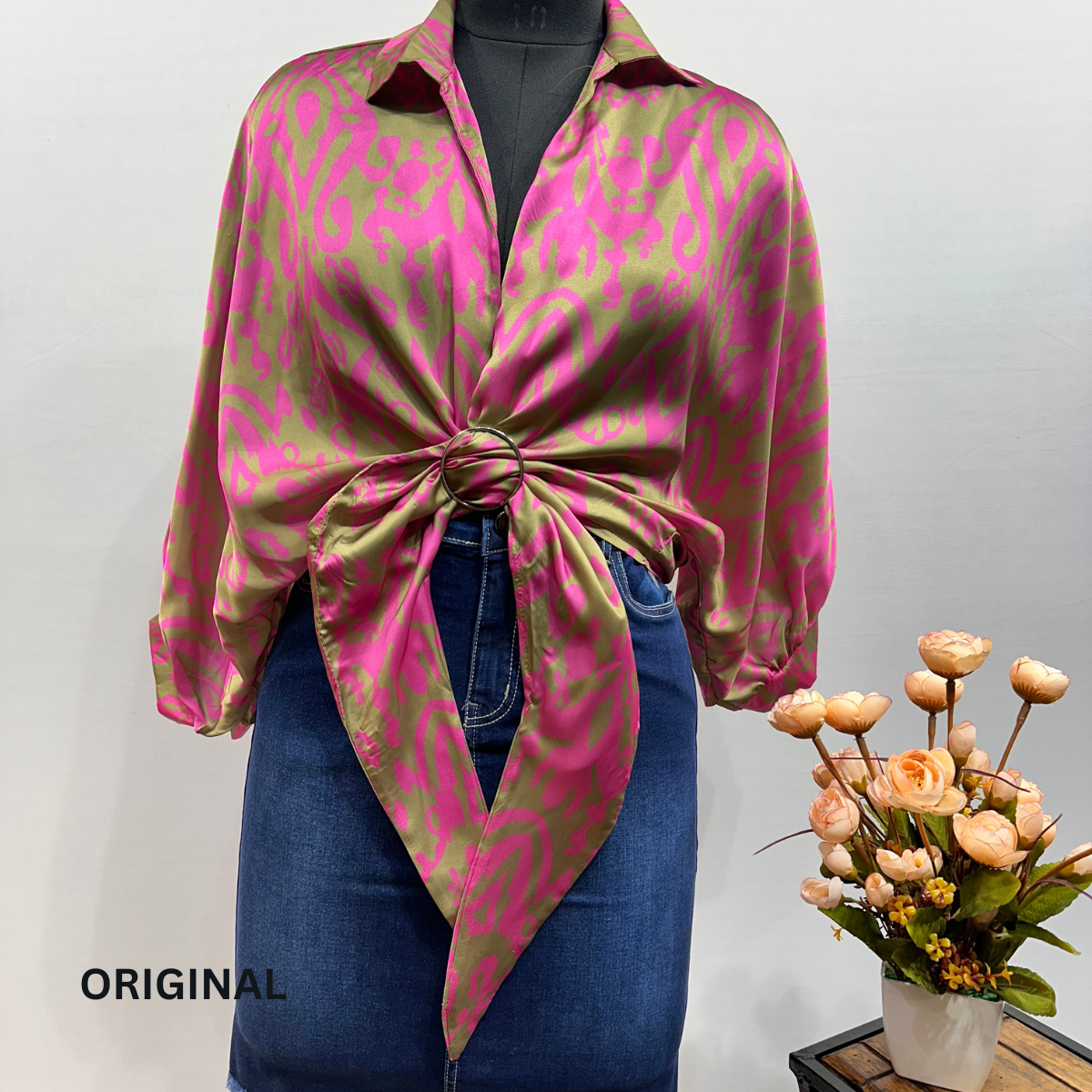Knotted Satin Shirt