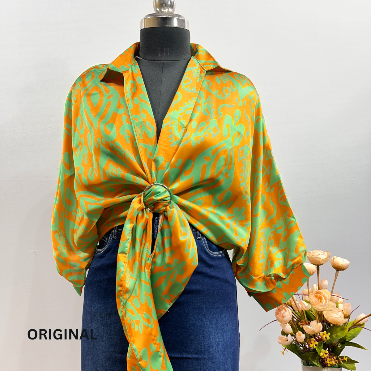 Knotted Satin Shirt