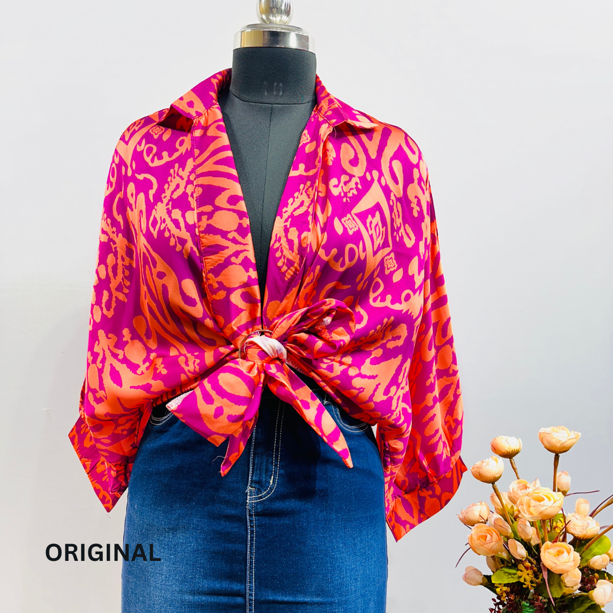 Knotted Satin Shirt