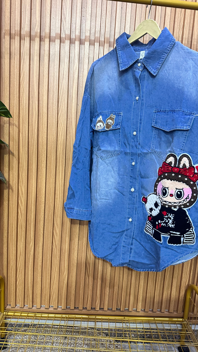 Labubu Printed Denim Shirt FC1837